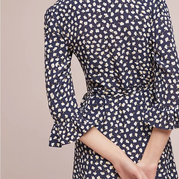 Faithfull The Brand Jasmine Mini Wrap Dress – Navy Floral – Size XS – Boho Fall - Picture 3 of 9